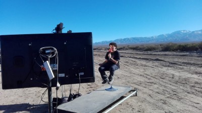 El estudio móvil en San Juan desde donde estaba transmitiendo Diego Galperin